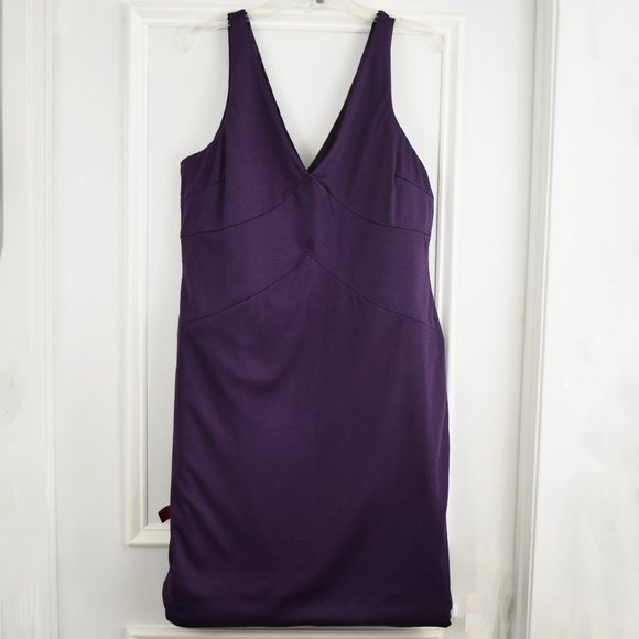 JS Collections Evening Cocktail Dress Women 16 Satin Eggplant Purple Event Prom - Picture 3 of 12